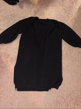 Men's Black Open-Front Knit Sweater Cardigan